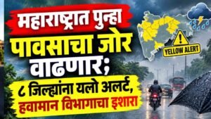 महाराष्ट्रात पुन्हा पावसाचा जोर वाढणार; ८ जिल्ह्यांना यलो अलर्ट, हवामान विभागाचा इशारा