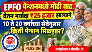 EPFO पेन्शनमध्ये मोठी वाढ; वेतन मर्यादा ₹25 हजार झाल्याने 10 ते 20 वर्षांच्या सेवेनुसार किती पेन्शन मिळणार?